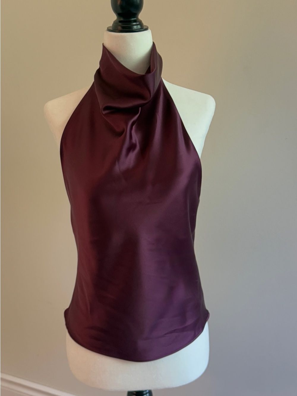 Zara Satin Halter Camisole in Deep Plum XS